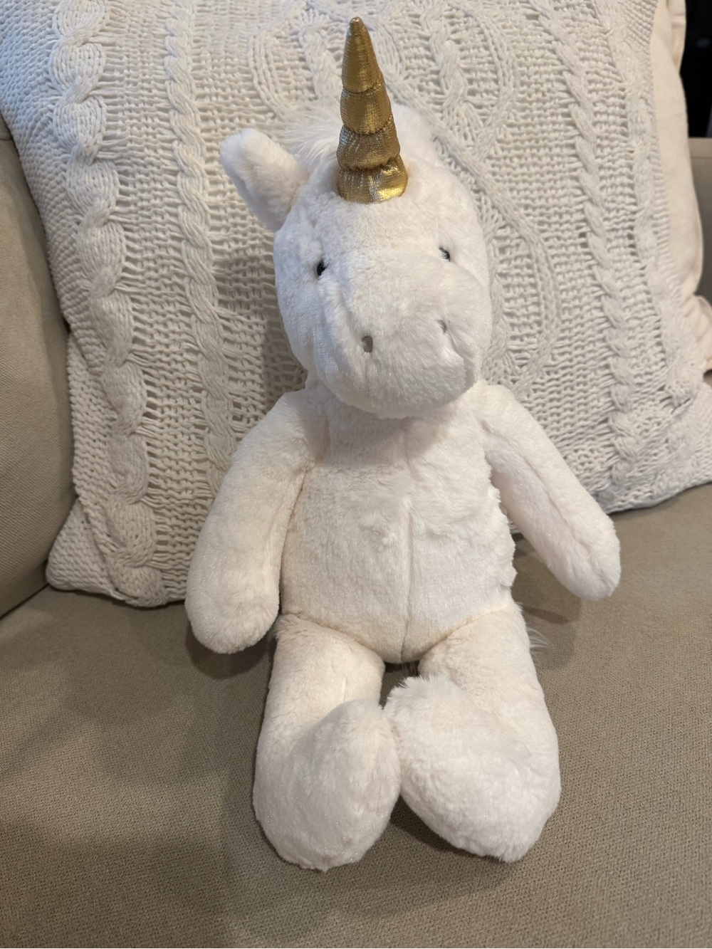 Pottery Barn Kids Plush Unicorn with Gold Sparkle (New without tags)